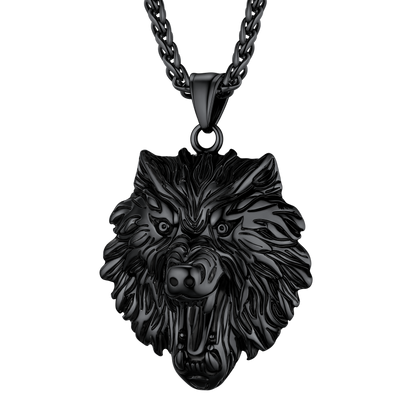 Flash Stainless Steel Fierce Wolf Head Necklace for Man