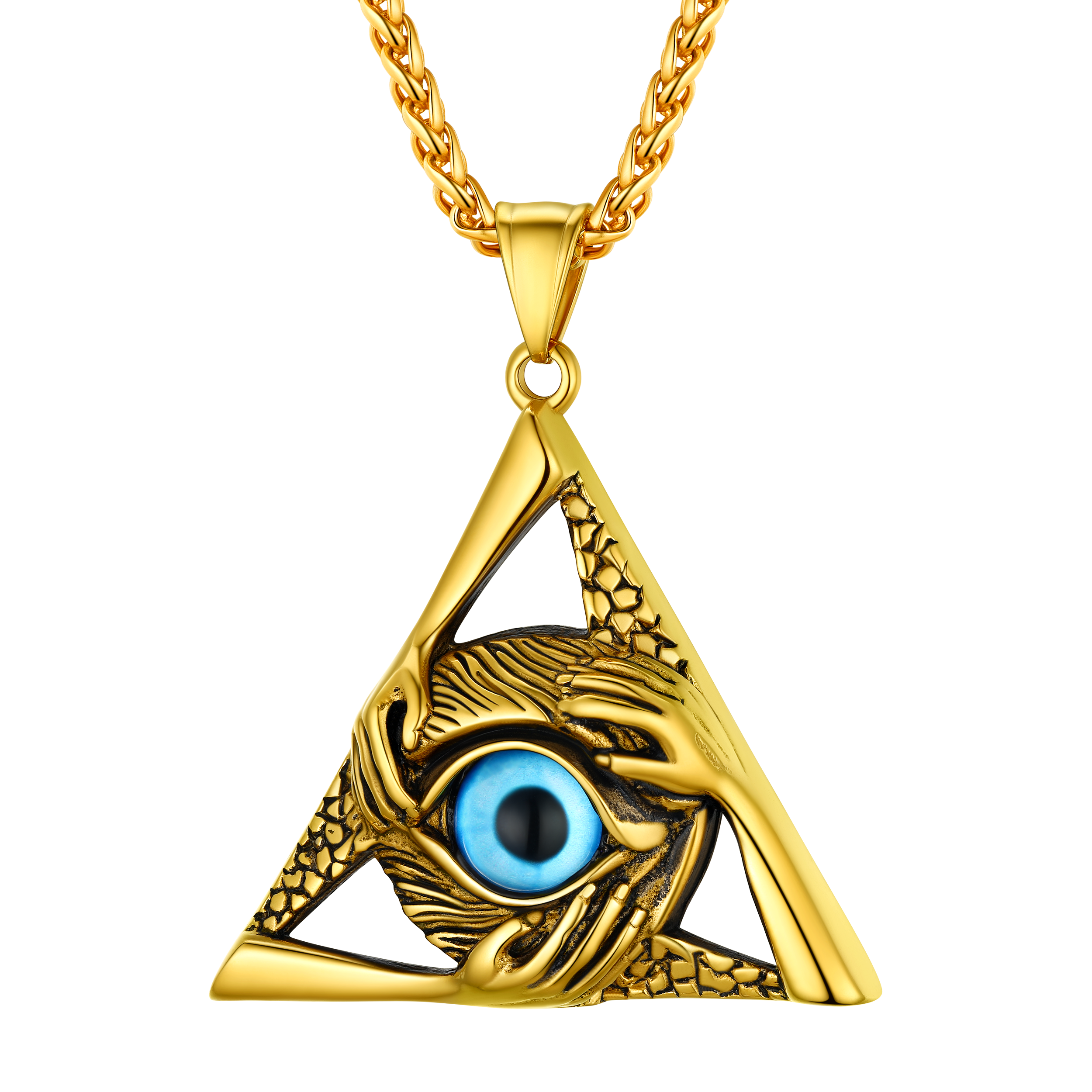 Triangle Third Evil Eye Necklace All-seeing Pendant