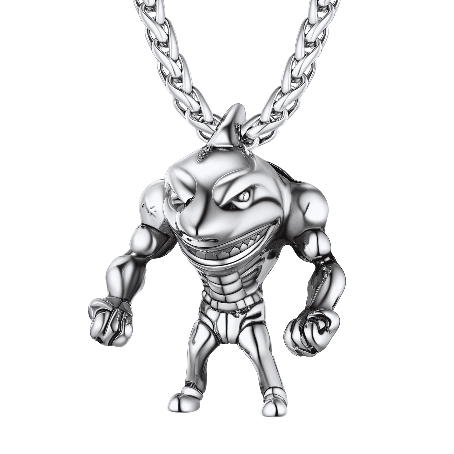 Punk Masculine Shark Necklace in Stainless Steel