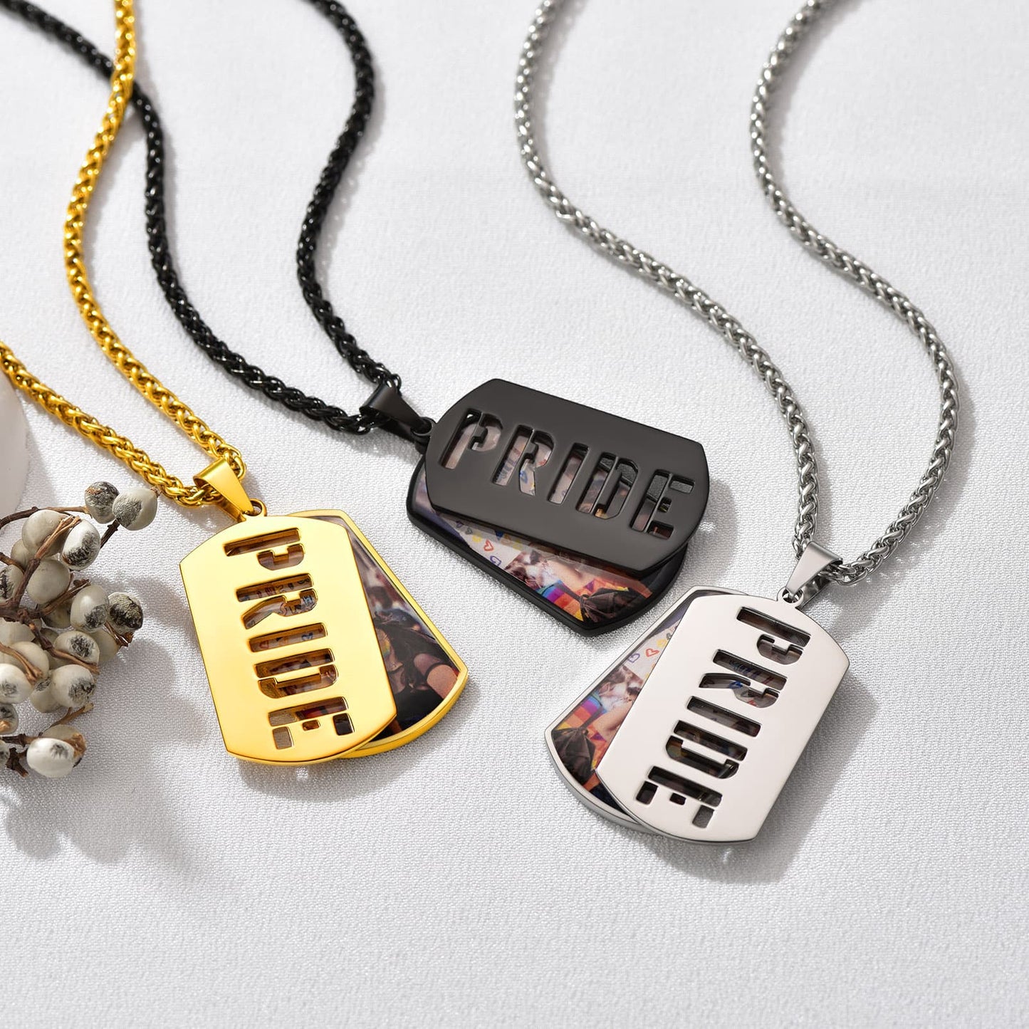 Customized Name Photo Dog Tag Memorial Necklace With Picture