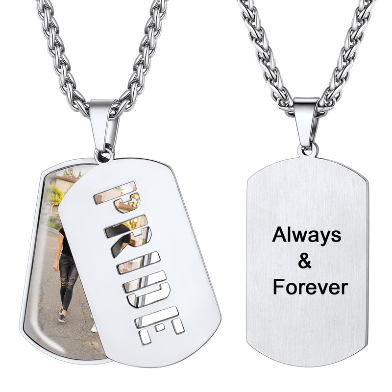 Customized Name Photo Dog Tag Memorial Necklace With Picture