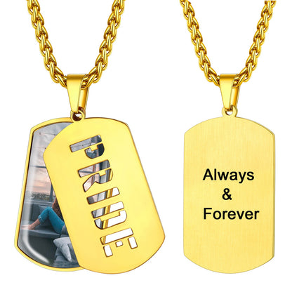 Customized Name Photo Dog Tag Memorial Necklace With Picture