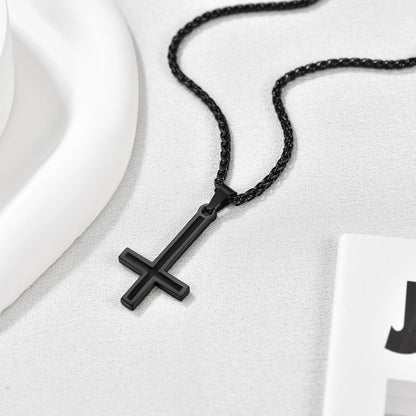 Enamel Upside Down Cross Necklace for