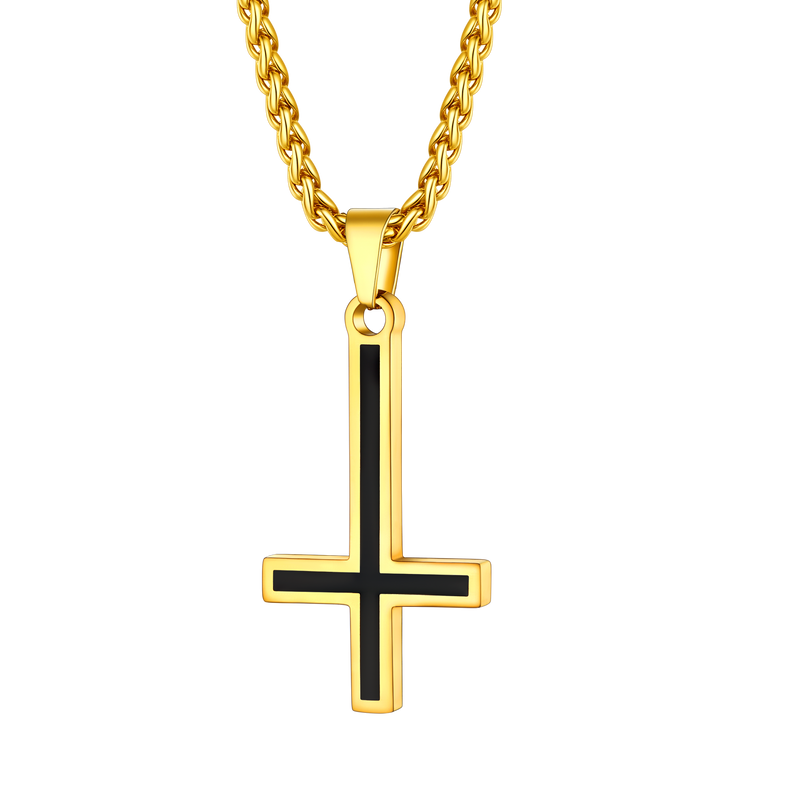 Enamel Upside Down Cross Necklace for