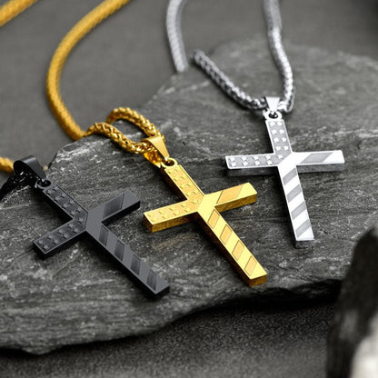 Patriotic American Flag Cross Pendant Necklace for