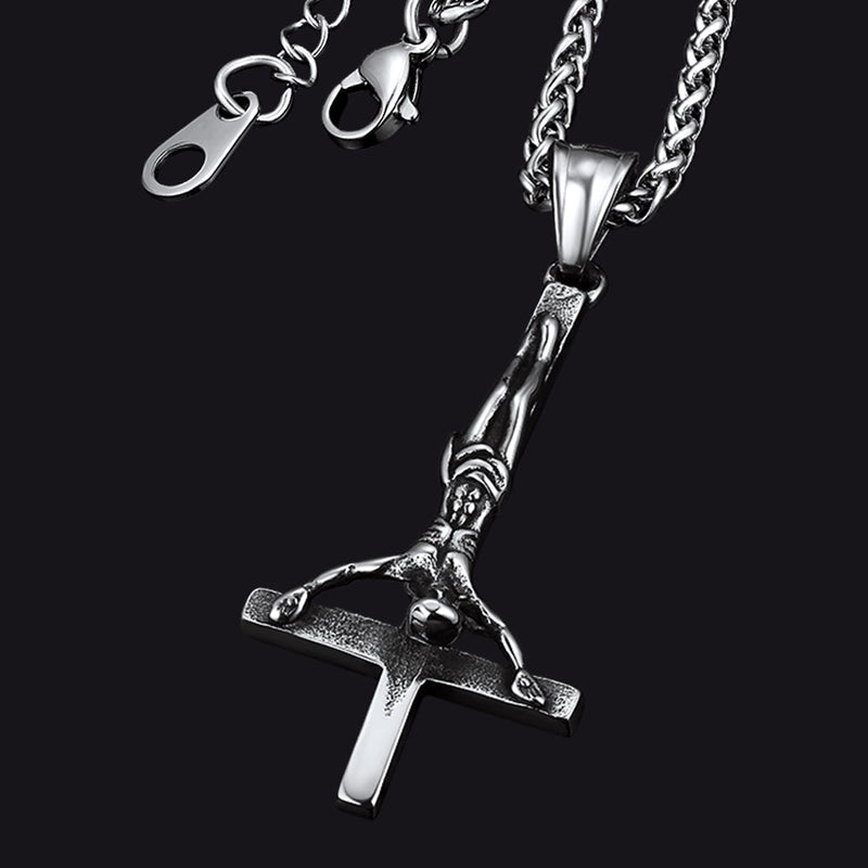 Unside Down Cross Crucifix Necklace Pendant for