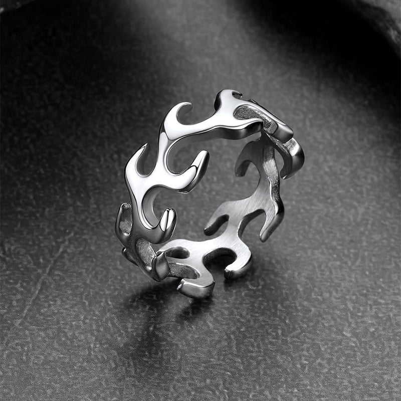 Stainless Steel Punk Flame Ring for