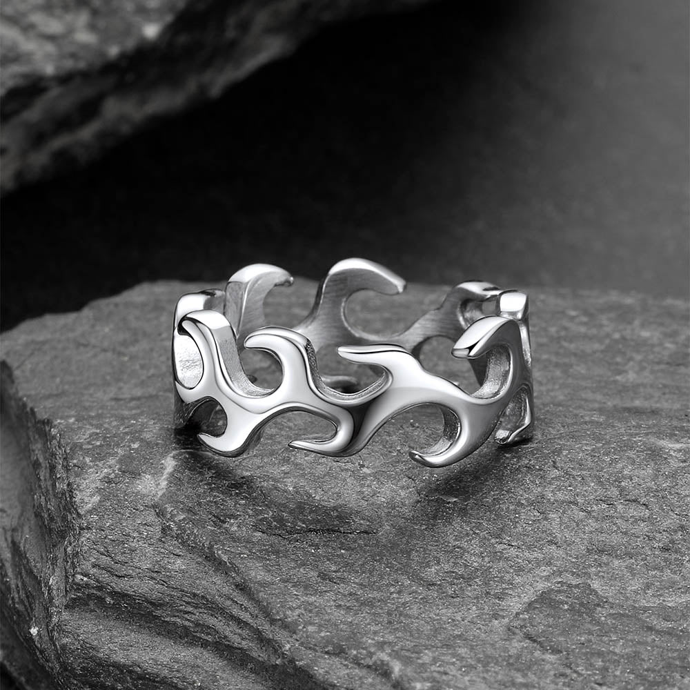 Stainless Steel Punk Flame Ring for