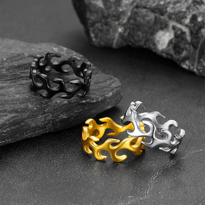 Stainless Steel Punk Flame Ring for