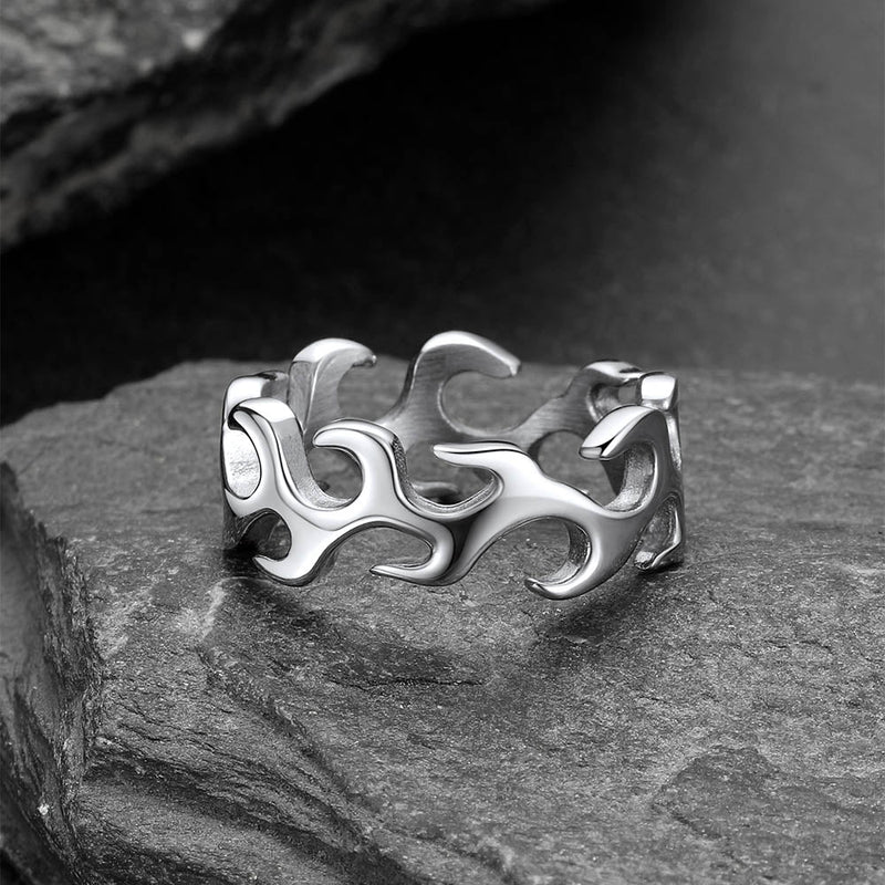 Stainless Steel Punk Flame Ring for