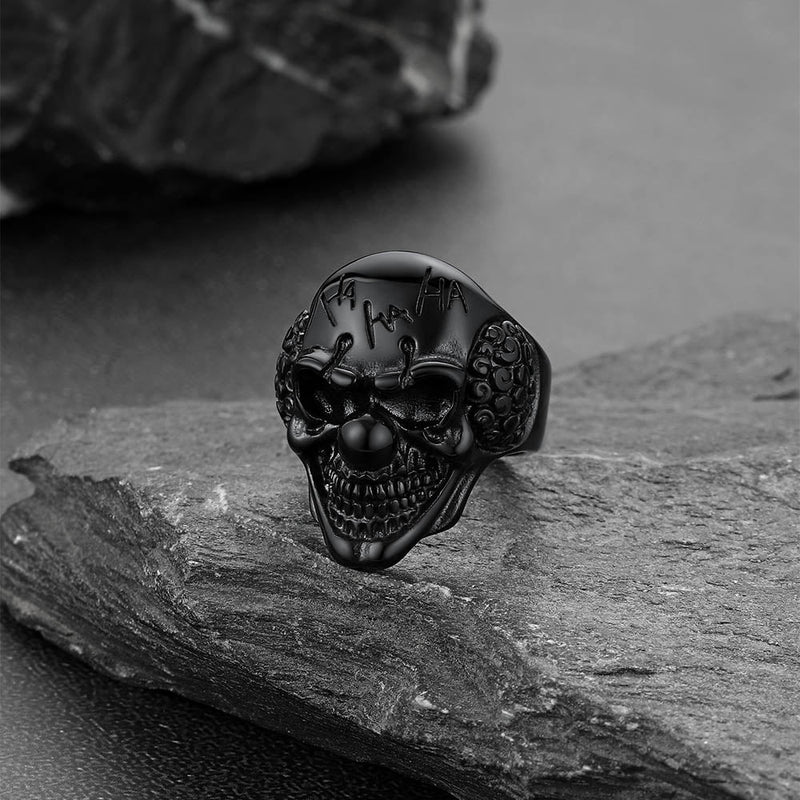 Gothic Joker Clown Skull Stainless Steel Ring for