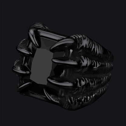Crystal Dragon Claw Stainless Steel Gemstone Ring for