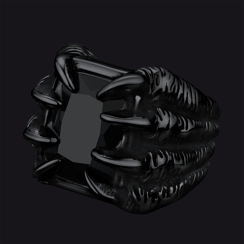 Crystal Dragon Claw Stainless Steel Gemstone Ring for