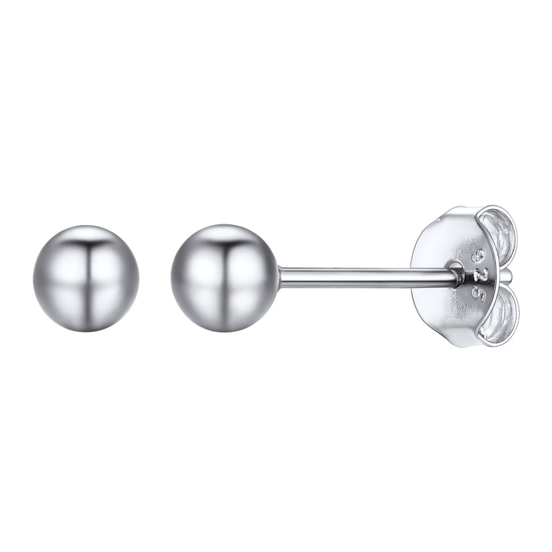 S925 Silver Minimalist Ball Stud Earrings for