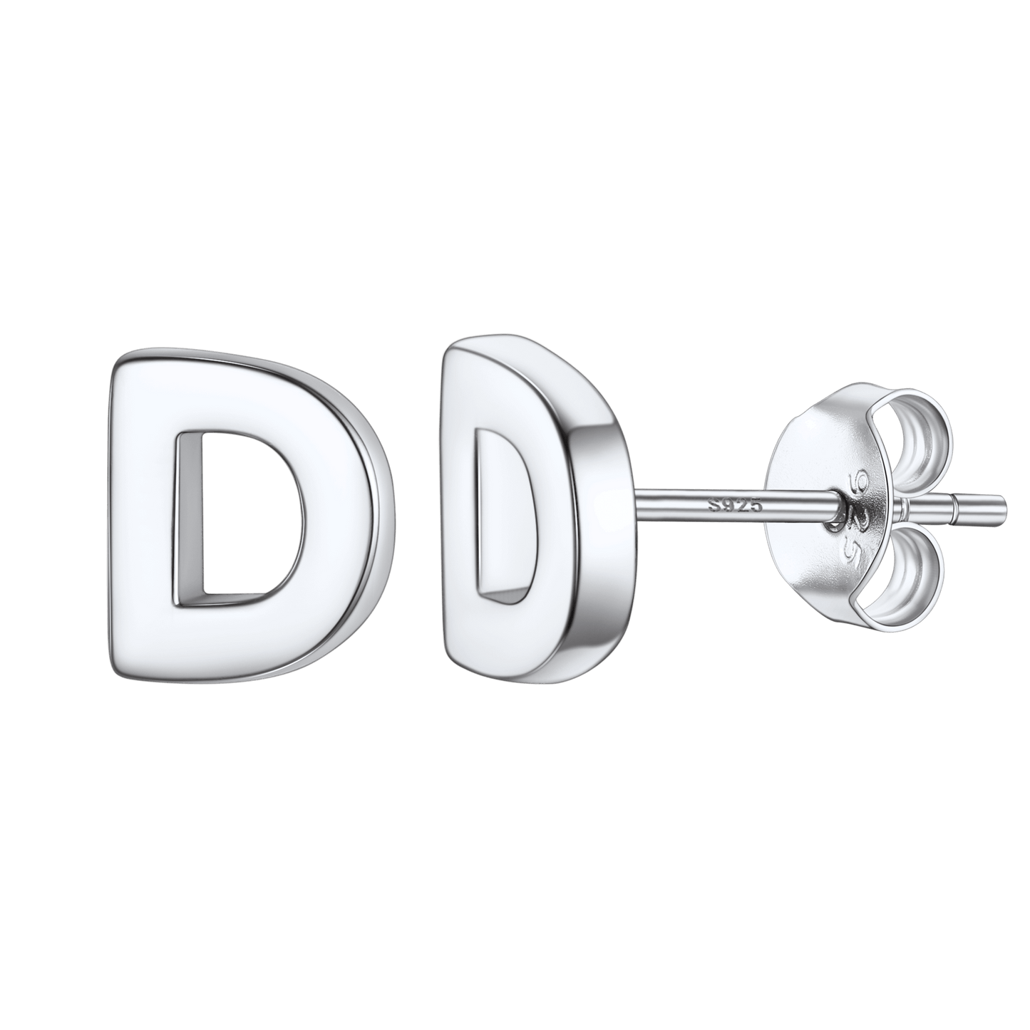 Sterling Silver Tiny Initial Letter Earrings Alphabet Studs for