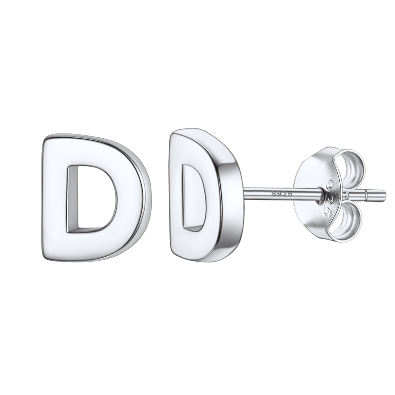 Sterling Silver Tiny Initial Letter Earrings Alphabet Studs for