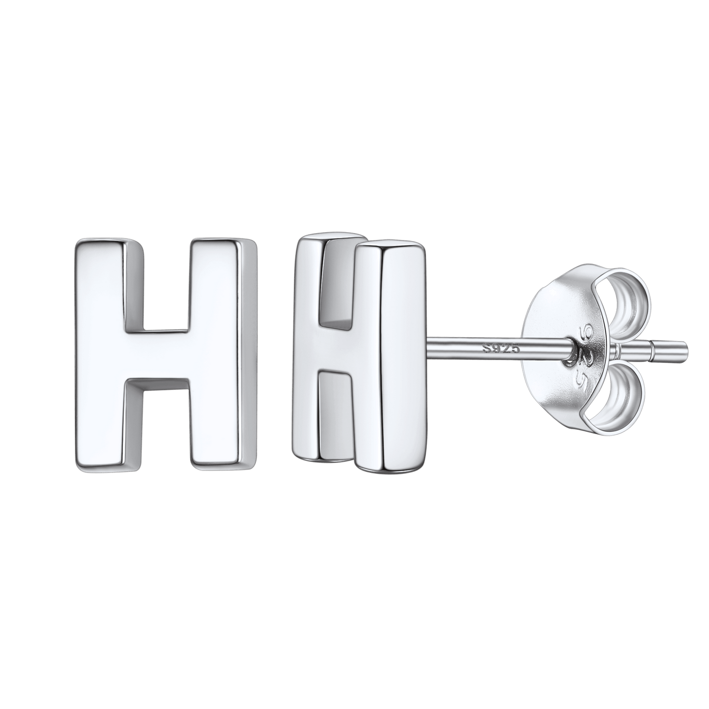 Sterling Silver Tiny Initial Letter Earrings Alphabet Studs for