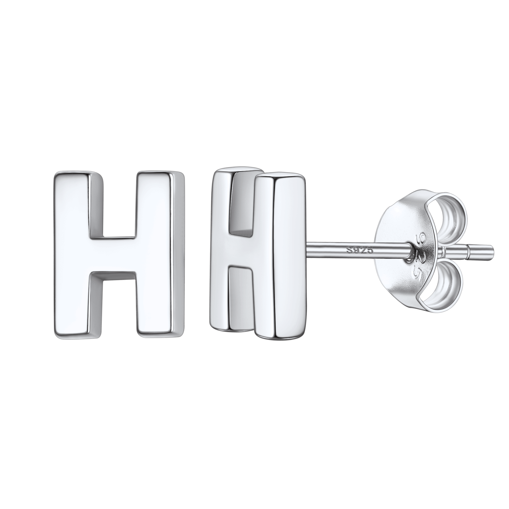 Sterling Silver Tiny Initial Letter Earrings Alphabet Studs for