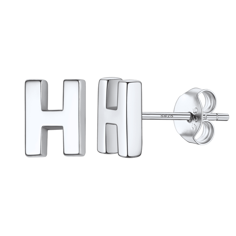 Sterling Silver Tiny Initial Letter Earrings Alphabet Studs for