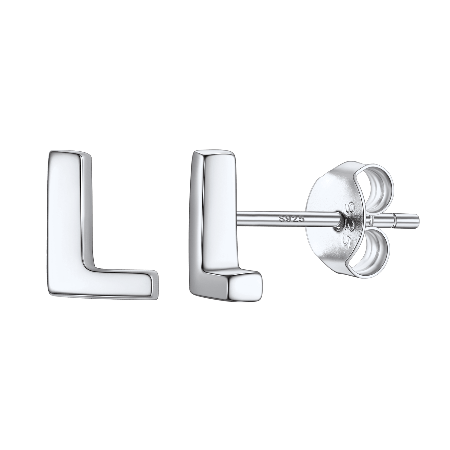 Sterling Silver Tiny Initial Letter Earrings Alphabet Studs for