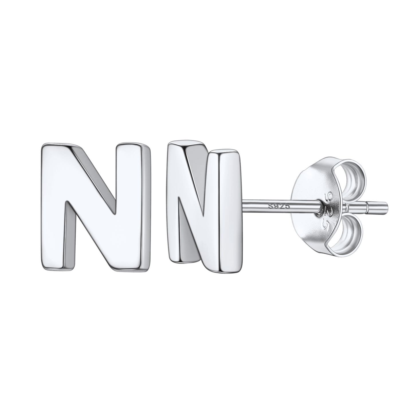 Sterling Silver Tiny Initial Letter Earrings Alphabet Studs for