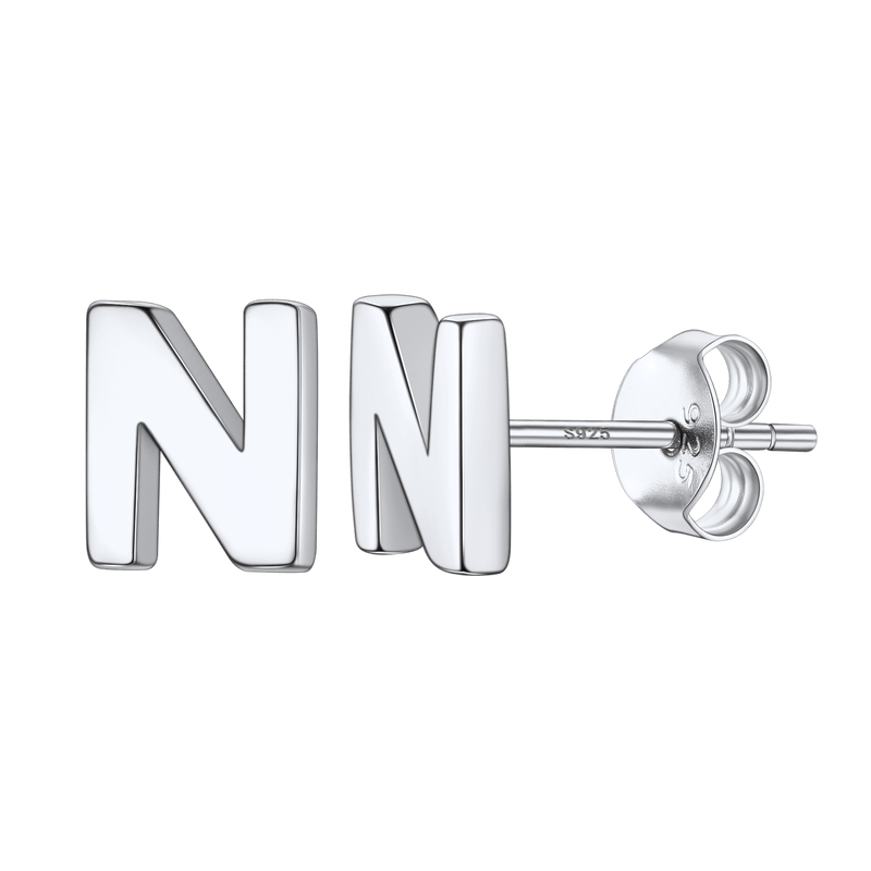 Sterling Silver Tiny Initial Letter Earrings Alphabet Studs for