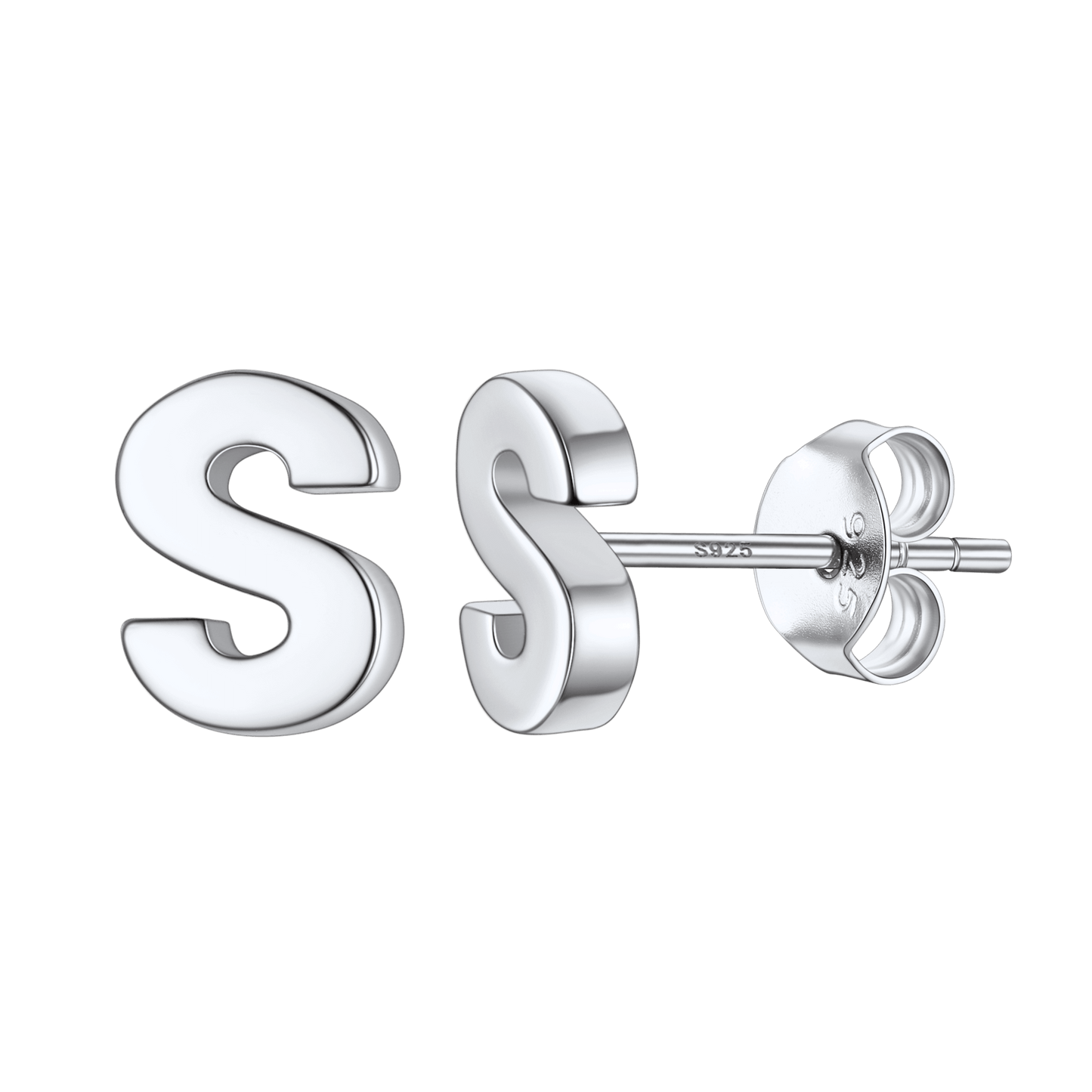 Sterling Silver Tiny Initial Letter Earrings Alphabet Studs for