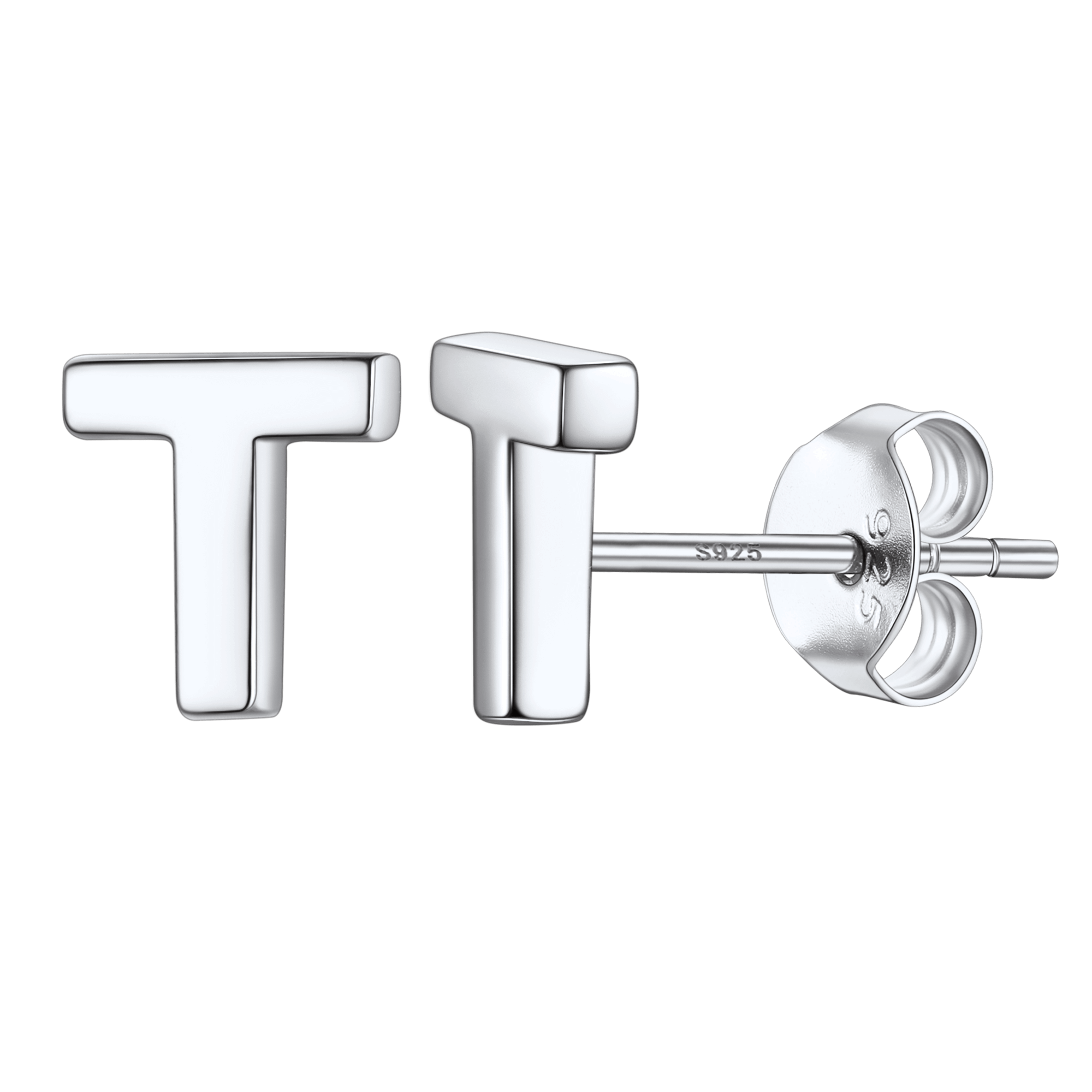 Sterling Silver Tiny Initial Letter Earrings Alphabet Studs for