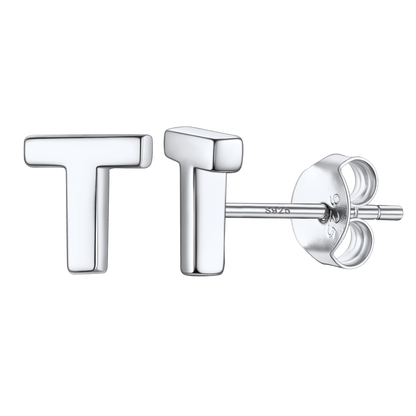 Sterling Silver Tiny Initial Letter Earrings Alphabet Studs for
