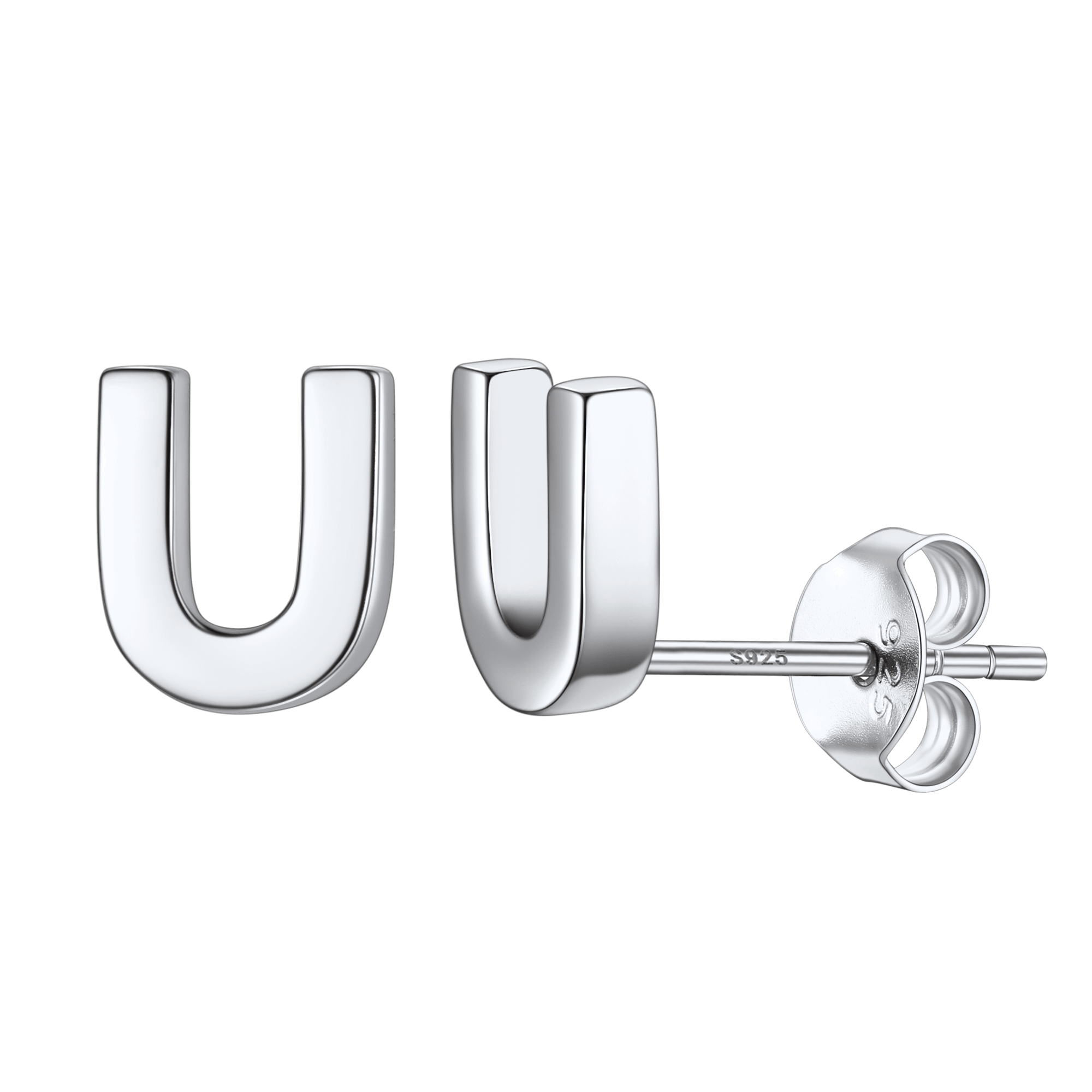 Sterling Silver Tiny Initial Letter Earrings Alphabet Studs for