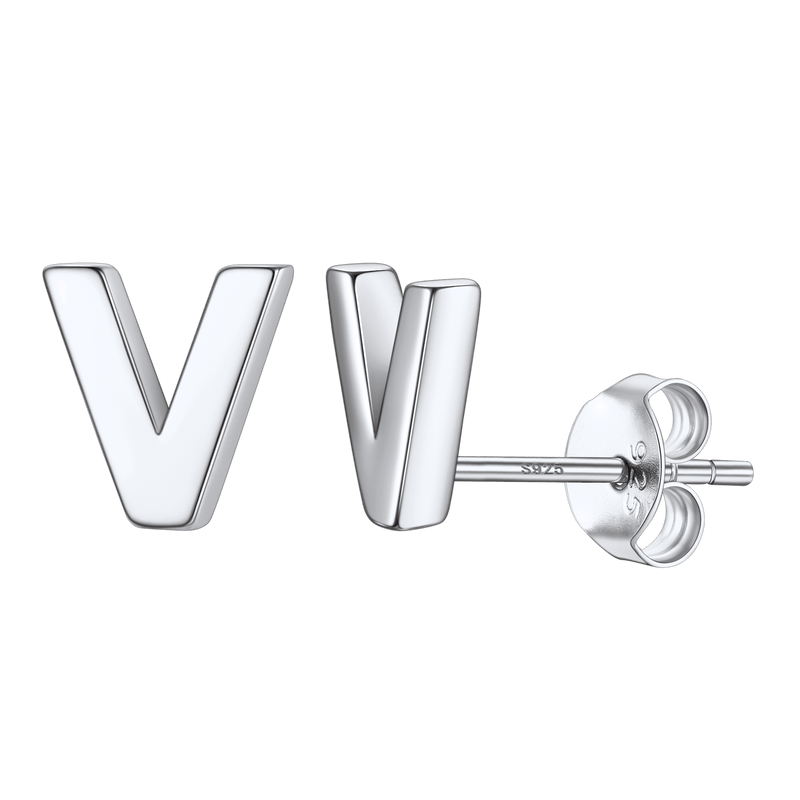 Sterling Silver Tiny Initial Letter Earrings Alphabet Studs for