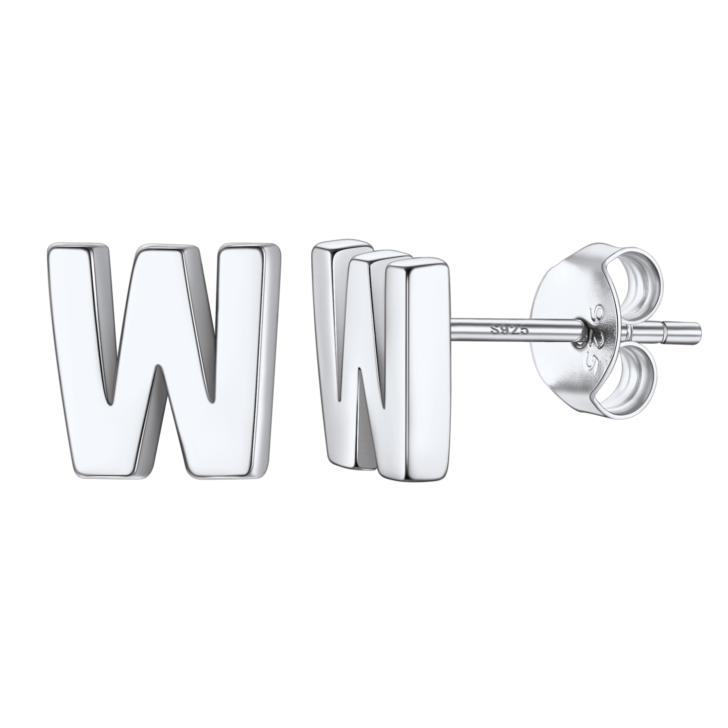 Sterling Silver Tiny Initial Letter Earrings Alphabet Studs for