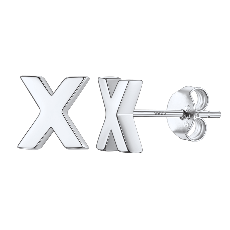 Sterling Silver Tiny Initial Letter Earrings Alphabet Studs for