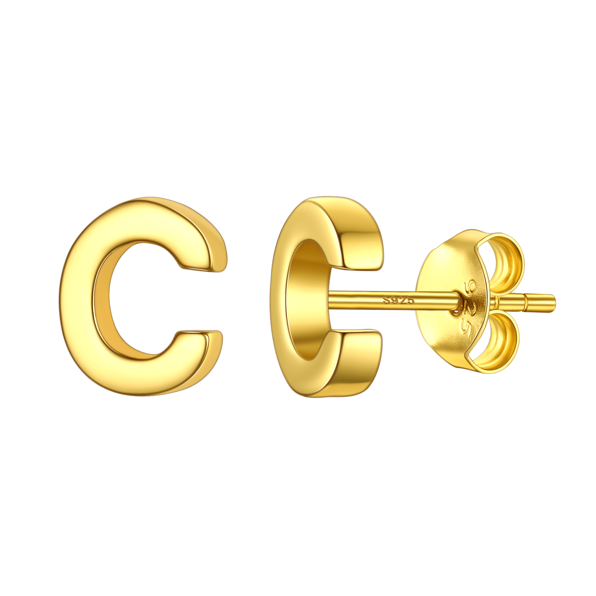 Sterling Silver Tiny Initial Letter Earrings Alphabet Studs for