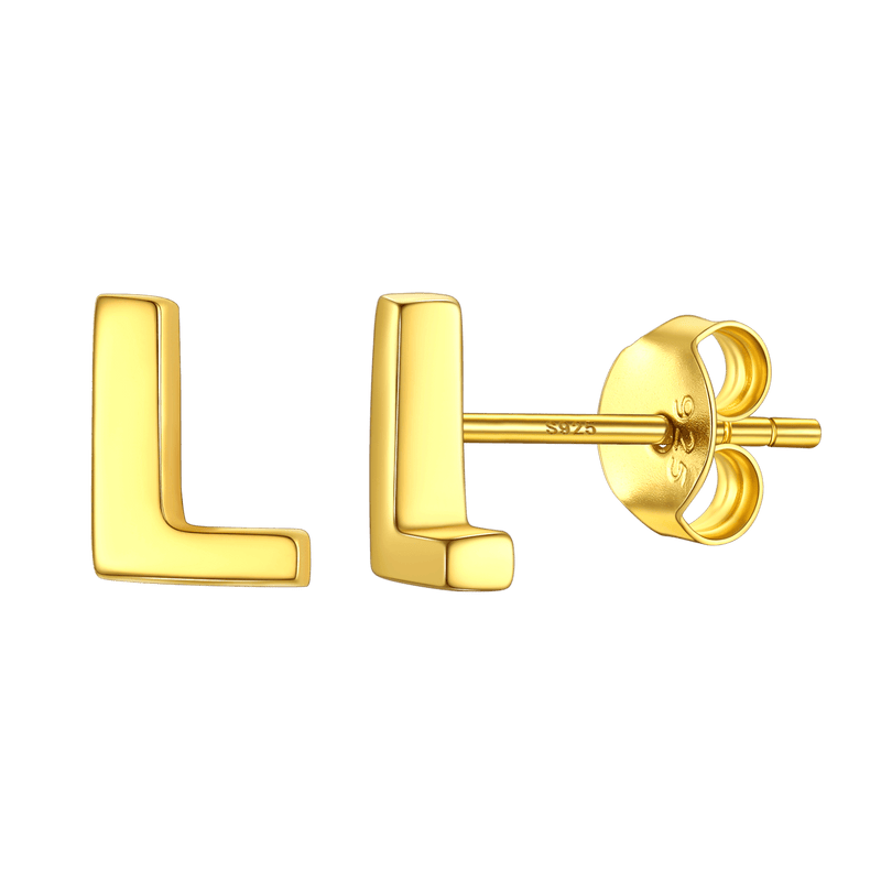Sterling Silver Tiny Initial Letter Earrings Alphabet Studs for