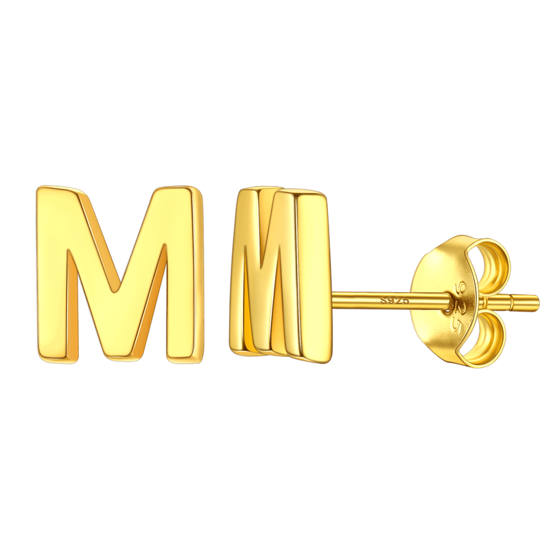Sterling Silver Tiny Initial Letter Earrings Alphabet Studs for