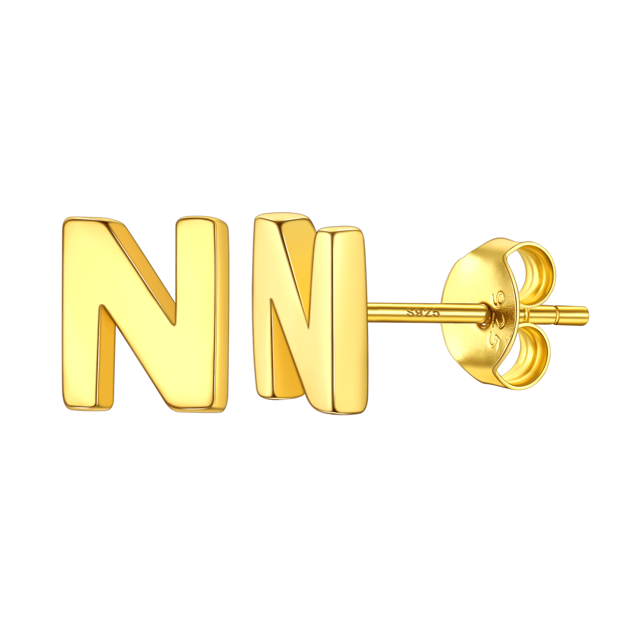 Sterling Silver Tiny Initial Letter Earrings Alphabet Studs for