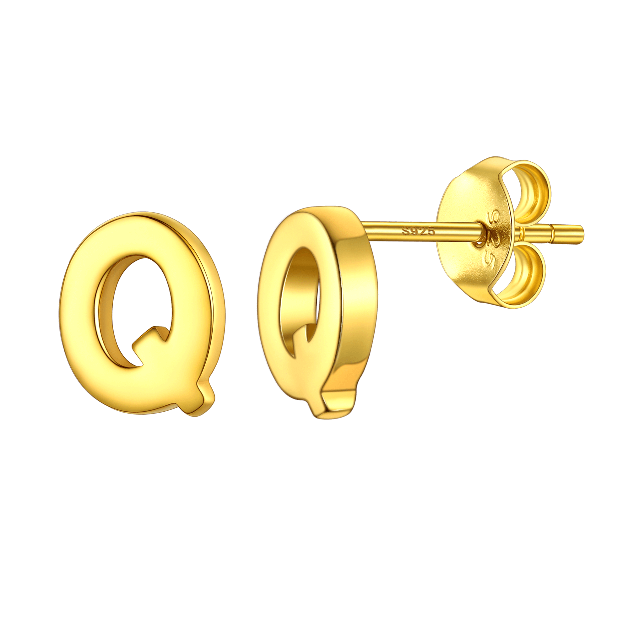 Sterling Silver Tiny Initial Letter Earrings Alphabet Studs for