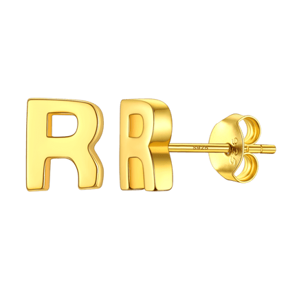 Sterling Silver Tiny Initial Letter Earrings Alphabet Studs for