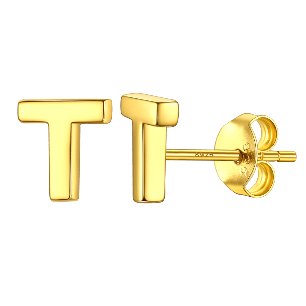 Sterling Silver Tiny Initial Letter Earrings Alphabet Studs for