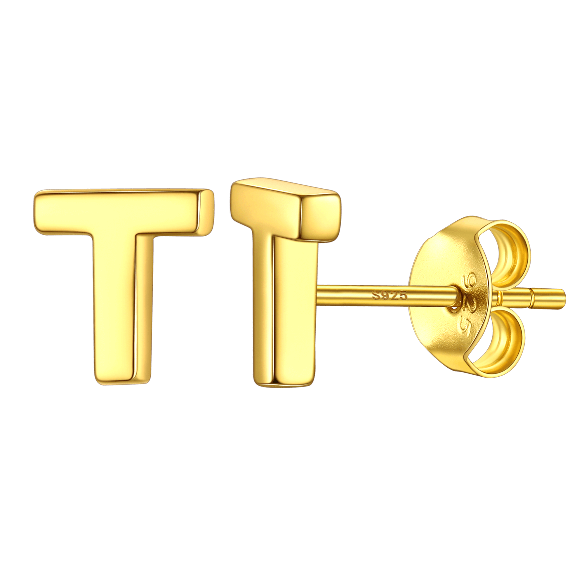 Sterling Silver Tiny Initial Letter Earrings Alphabet Studs for