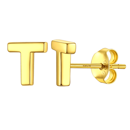 Sterling Silver Tiny Initial Letter Earrings Alphabet Studs for