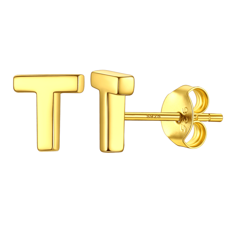 Sterling Silver Tiny Initial Letter Earrings Alphabet Studs for