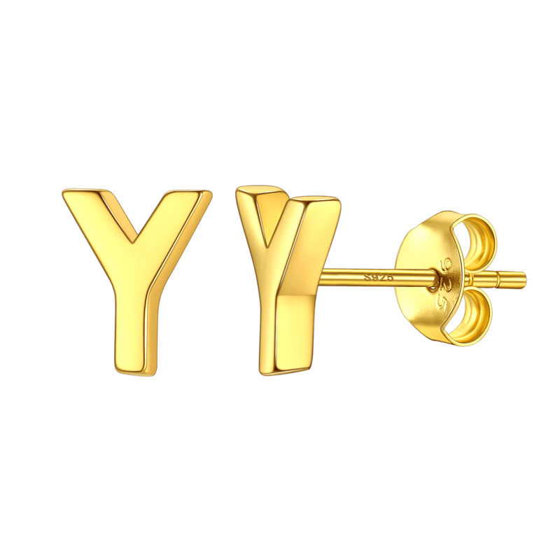 Sterling Silver Tiny Initial Letter Earrings Alphabet Studs for