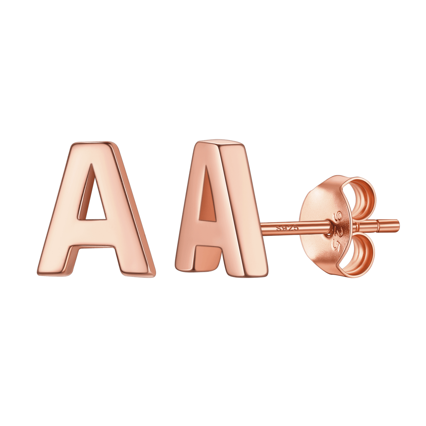 Sterling Silver Tiny Initial Letter Earrings Alphabet Studs for