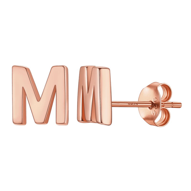 Sterling Silver Tiny Initial Letter Earrings Alphabet Studs for