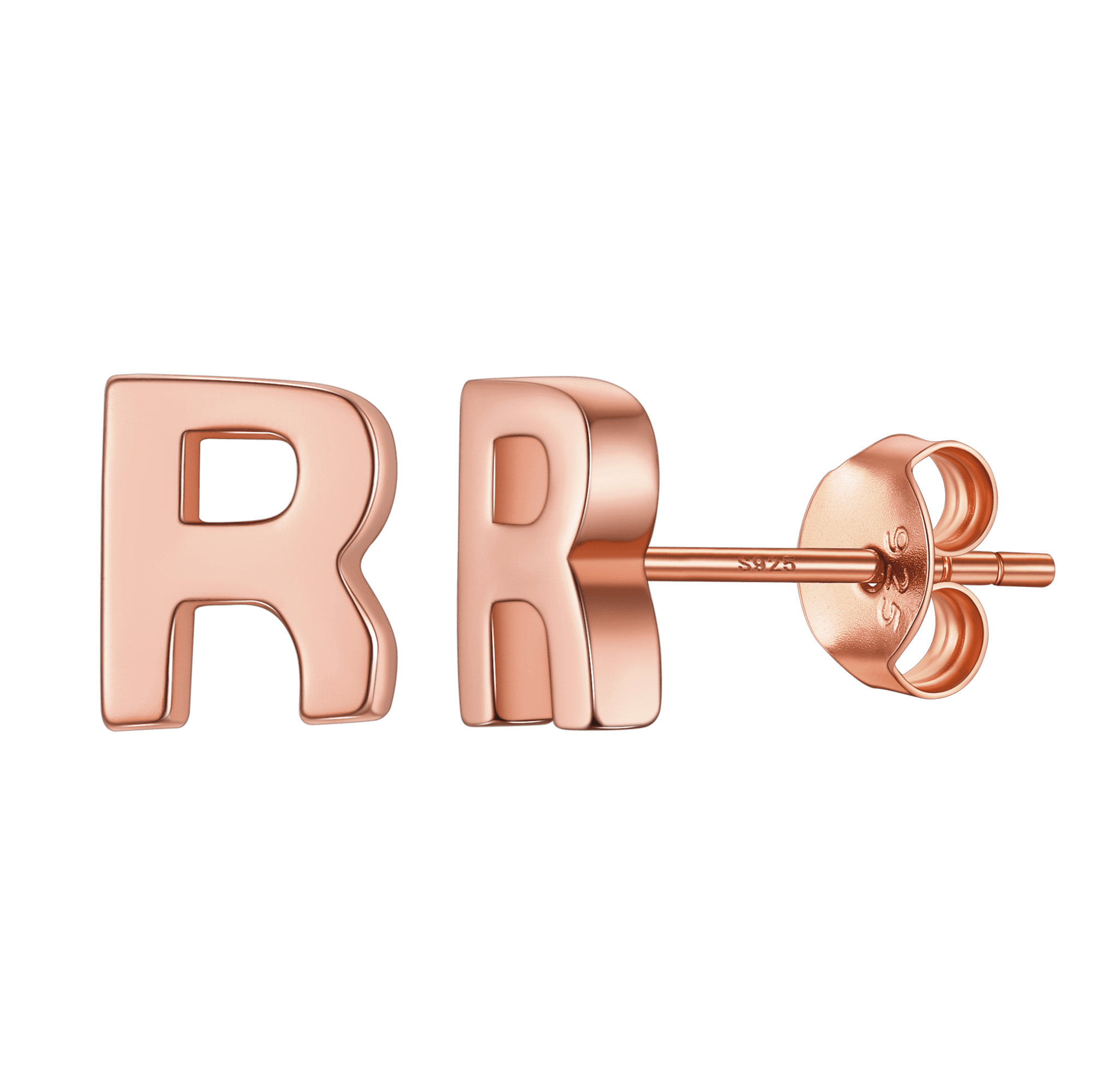 Sterling Silver Tiny Initial Letter Earrings Alphabet Studs for