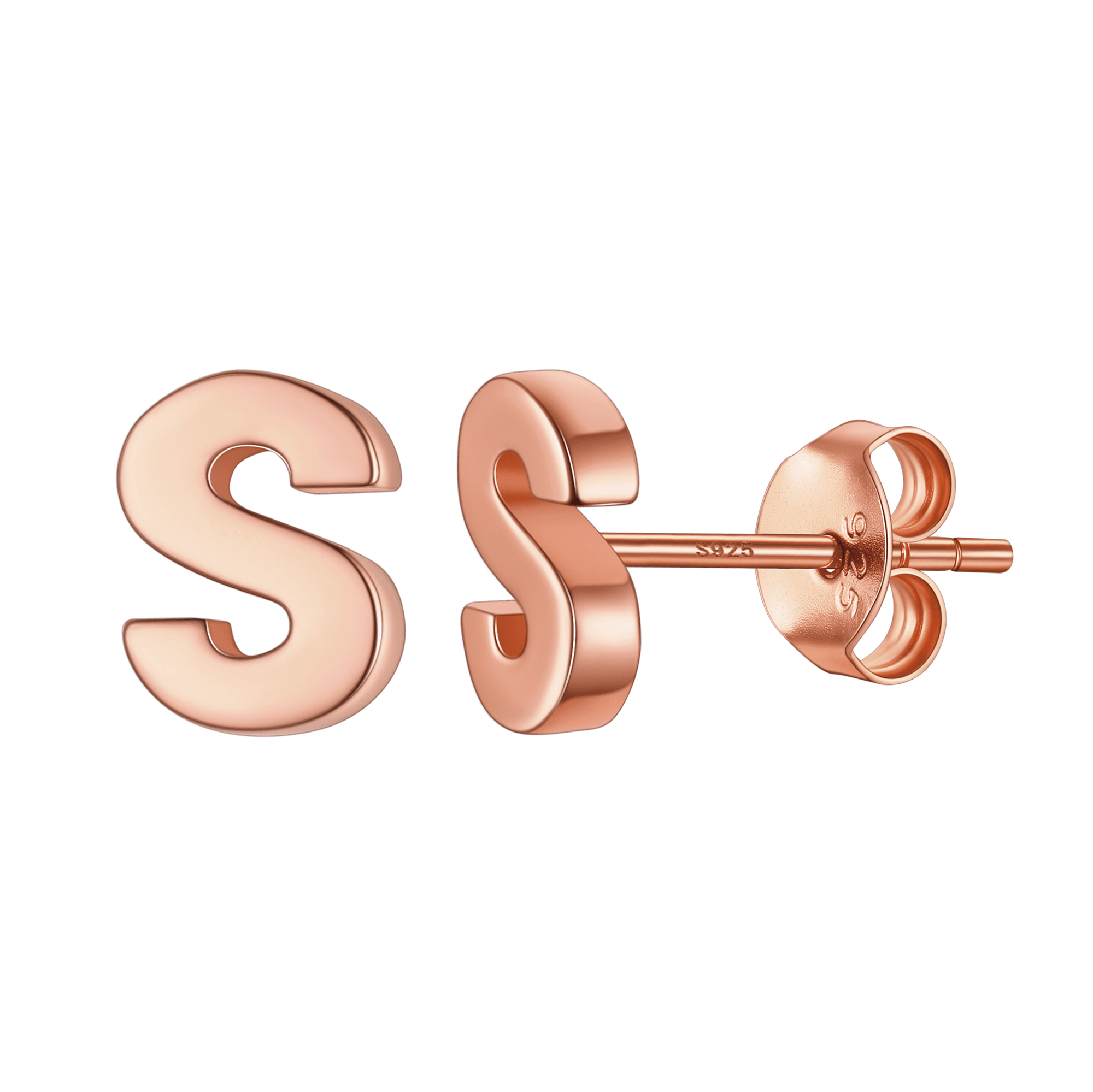 Sterling Silver Tiny Initial Letter Earrings Alphabet Studs for