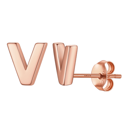 Sterling Silver Tiny Initial Letter Earrings Alphabet Studs for