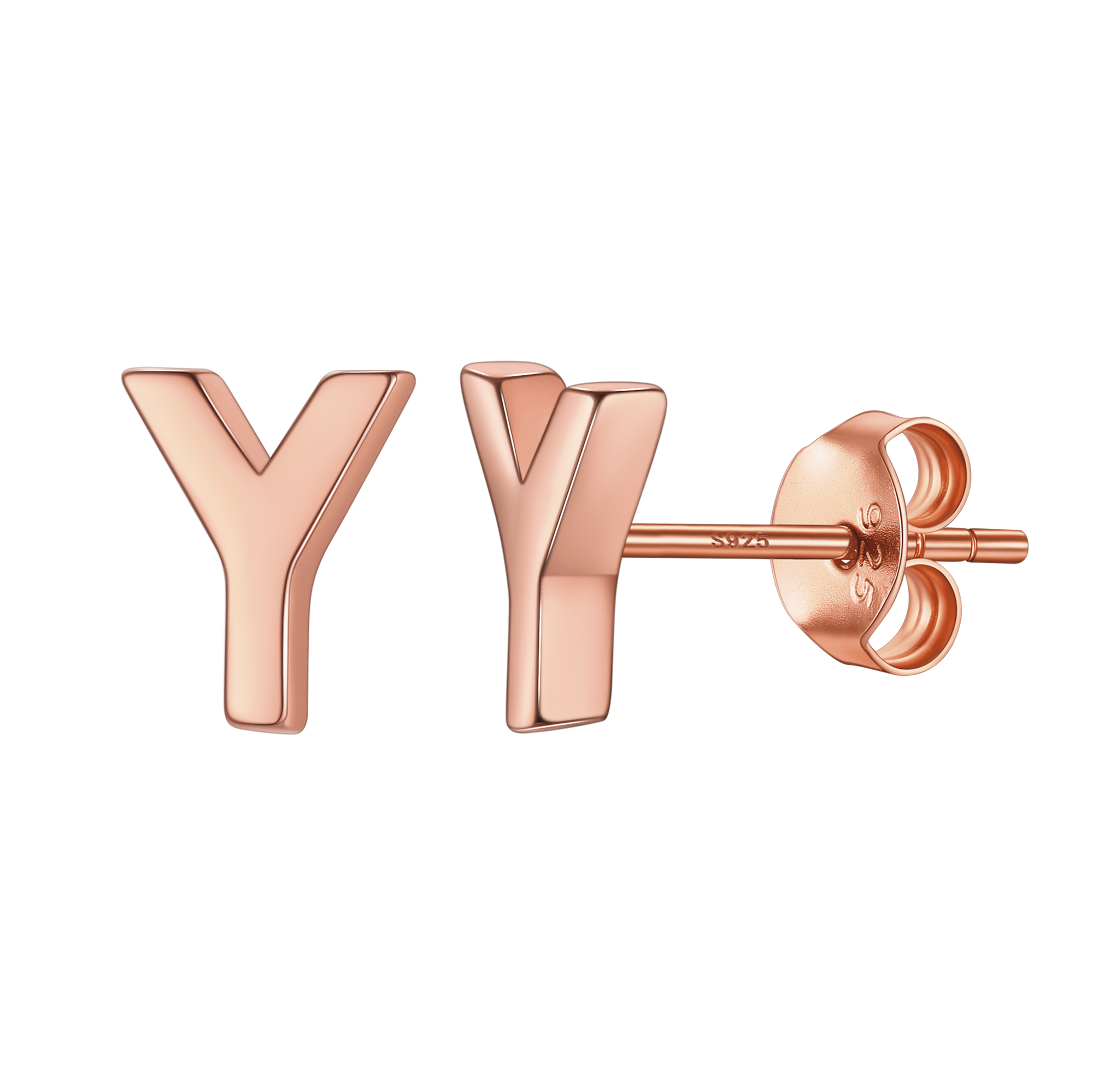 Sterling Silver Tiny Initial Letter Earrings Alphabet Studs for